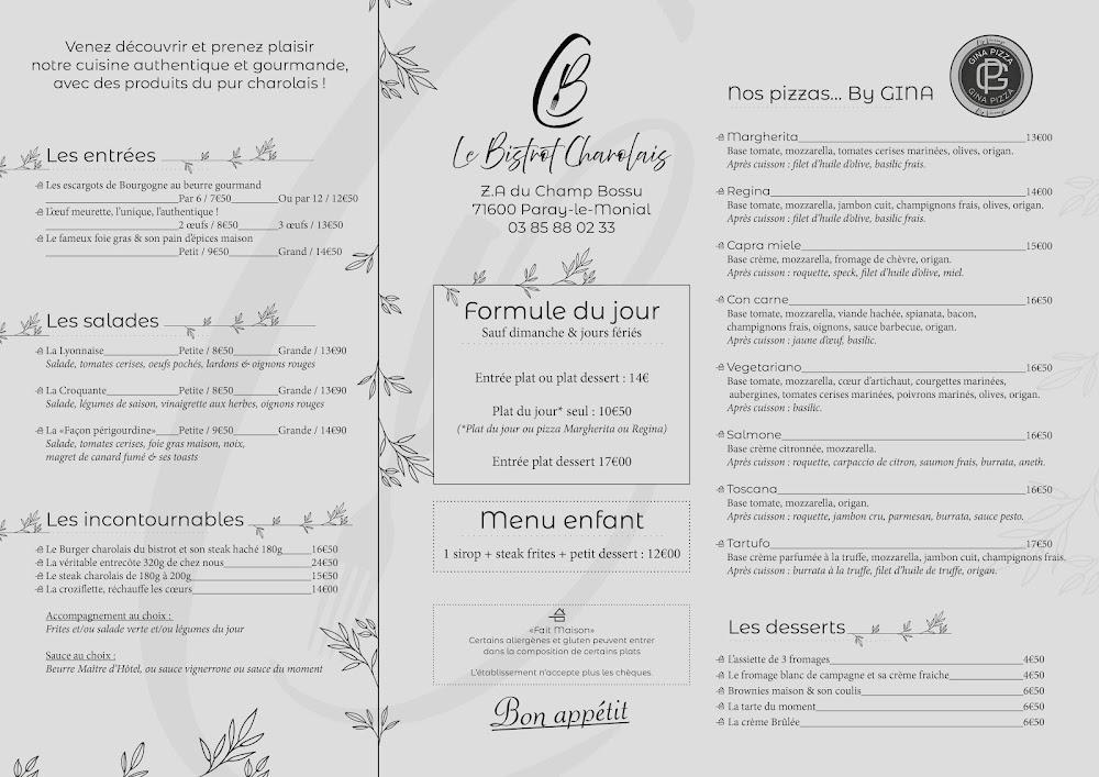 Le bistrot Charolais - Menu Image 1